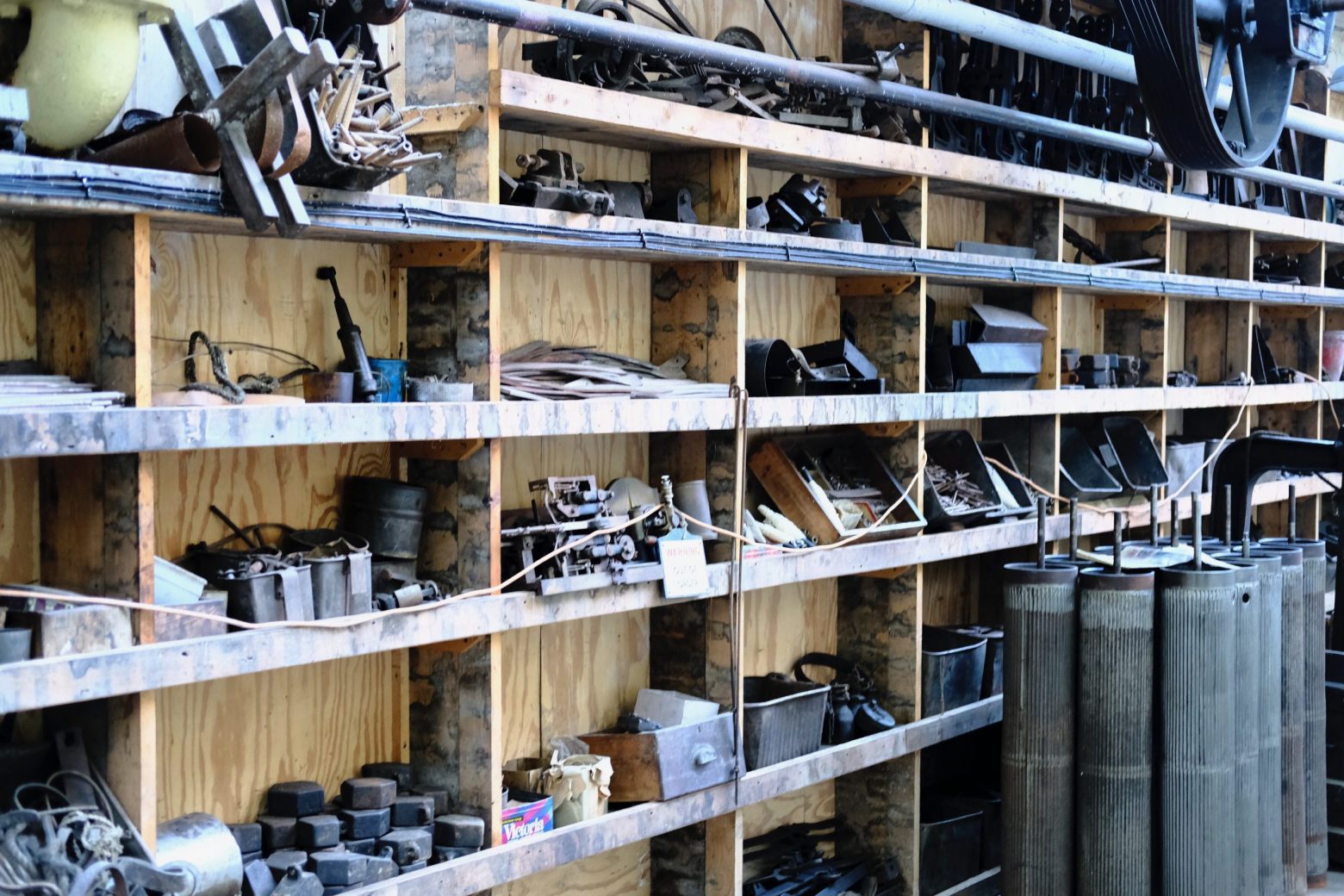 Disorganised storage shelves