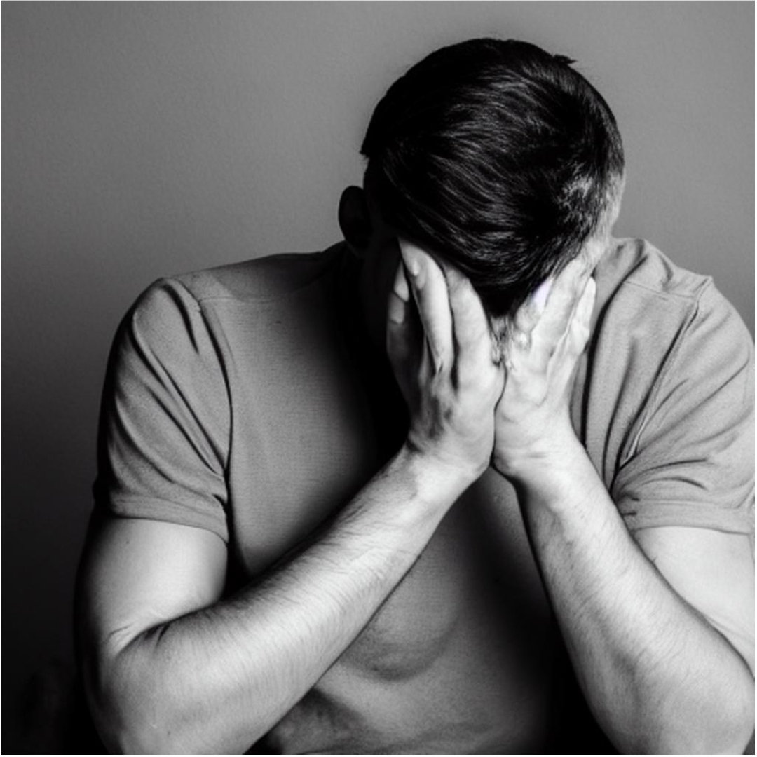 Man holding head in hands in despair